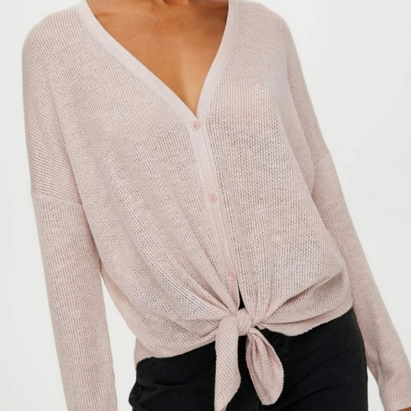 The Group Babaton Thermal Long Sleeve Tie Front - Picture 2 of 7